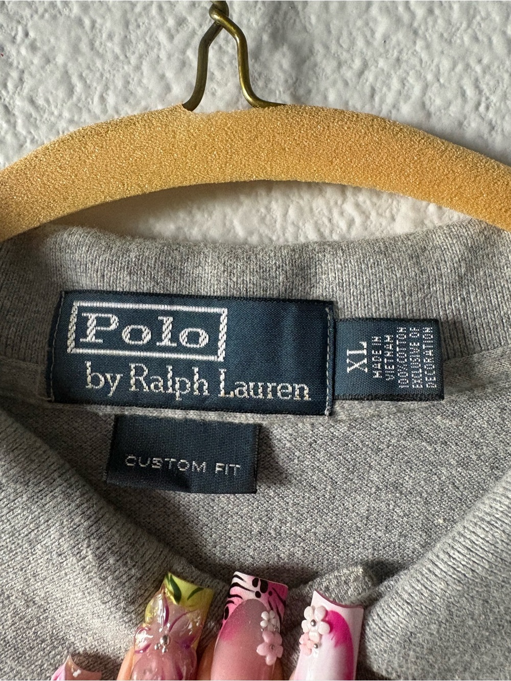 Ralph Lauren Long-Sleeve Polo Shirt - Light Gray with Navy Pony - Picture 2 of 6